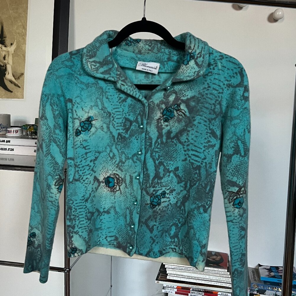 Blumarine Vintage Snake Print Cardigan Sweater